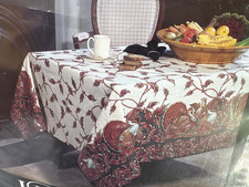 NEW- Leacock- Thanksgiving "Bountiful" Turkey Tablecloth- 52 x 70" MADE IN USA
