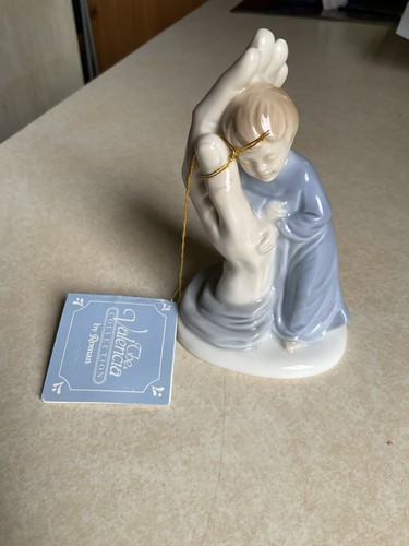 1983 Vintage römischer Gott Palme meiner Hand Junge Figur blaues Kleid mit Etikett