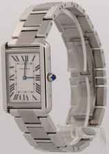 Cartier Tank Solo Large SILVER ROMAN 27mm Stainless Steel Quartz 3169 W5200014 3