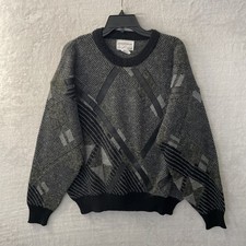 Limited Editions By Expressions Mens Sweater Gray Geometric L Acrylic Blend VTG