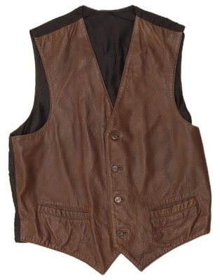 VINTAGE Herren Lederweste mittelbraun Leder BO05
