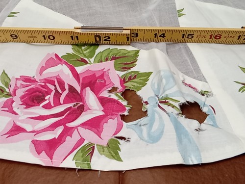 Vintage Handmade Apron Floral Inserts Sheer 19x44 Flaws Cutter Fabric Textile - Picture 14 of 22