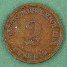 Kaiserreich 2 Pfennig A.S.S 1904 F Deutsches Reich kleines Schild Kupfer SS J 11