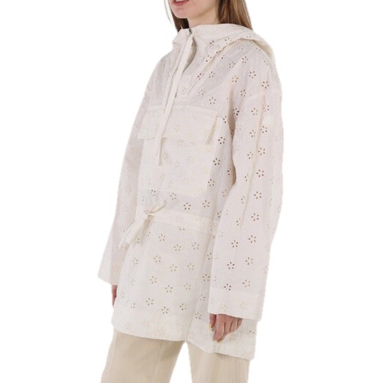 Moncler Ladies Natural Asnen Broderie Anglaise Jacket New Size M thumbnail 3