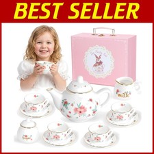 Princess Tea Party Set for Girls, Ceramic Teapot, Cups