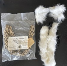   Halloween New Leopard Tail  Ears Open Bag White Cat Tail  Ears Dress Up 4 Pc