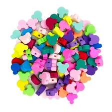 100 Pcs Polymer Clay Mouse Head Loose Spacer Beads, 10mm Mixed Color Cute Bea...