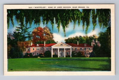 #ad Virginia VA Orange Montpelier Home Of James Madison Vintage Postcard $0.99