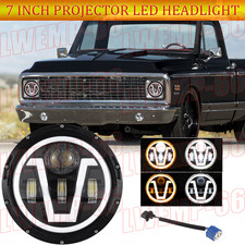 7 Projector Round Led Headlight Amber Halo Drl For Chevy C10 C20 Pickup Nova 7 Projector Round Led Headlight Amber Halo Drl For Chevy C10 C20 Pickup Nova