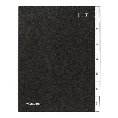 Pagna 24071-04 Desk Organiser 1-7 Numbered Tabs 7 Parts Hard Cardboard Black