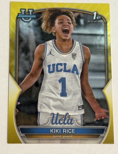 Topps SSP /75 Kiki Rice Yellow Refractor SSP UCLA 1st Bowman Chrome - Bild 1 von 2