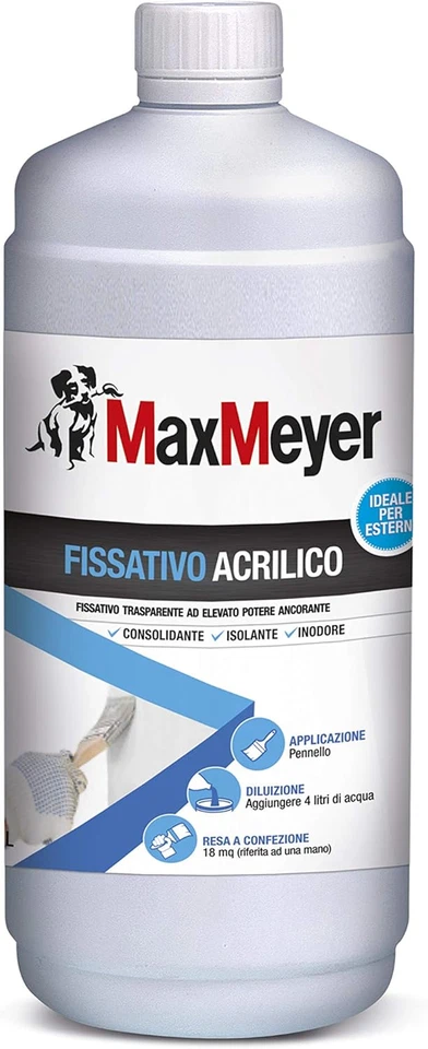 Fissativo All'Acqua per Interni Ed Esterni Acrilico TRASPARENTE 1 L - Immagine 4 di 4