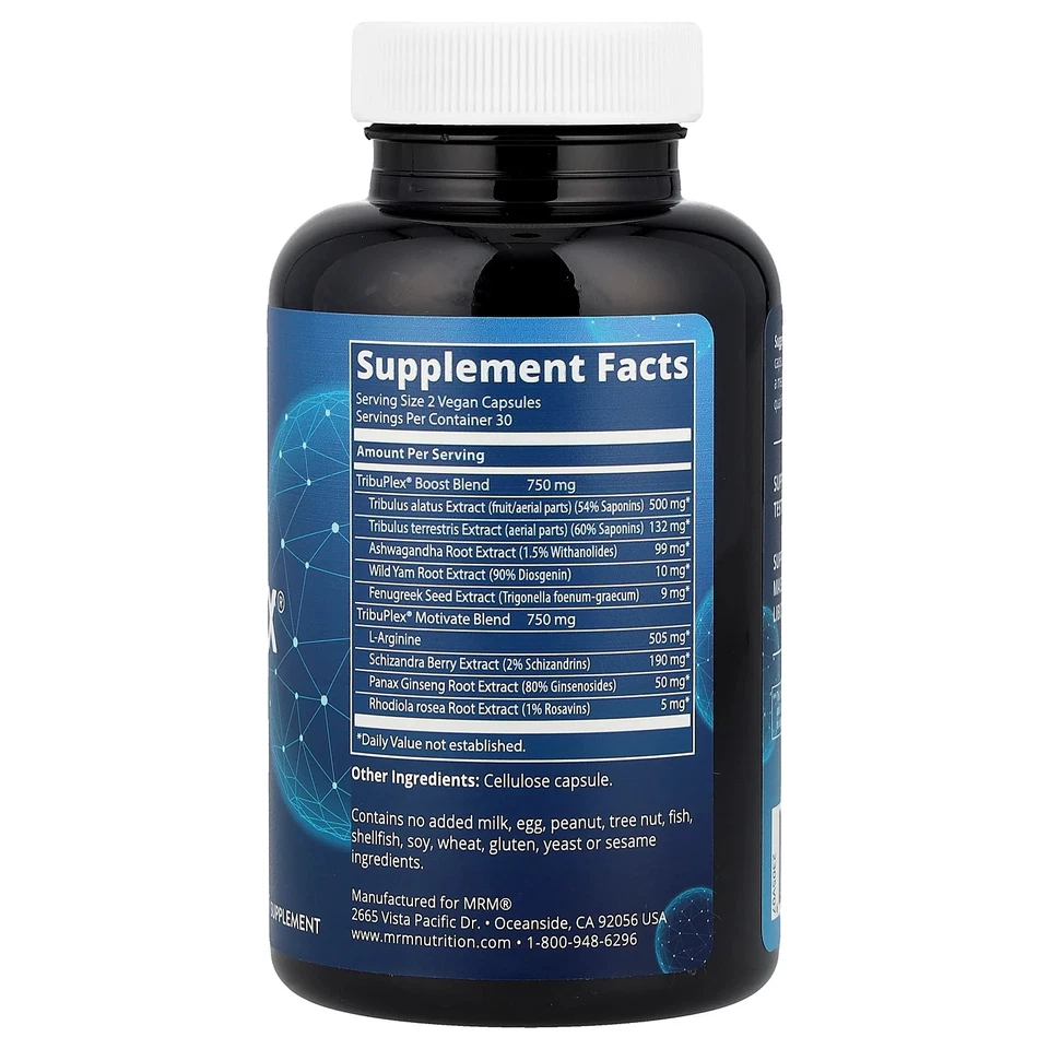 MRM TribuPlex 750 60 Cápsulas Veganas GMP Calidad Asegurada, Vegano Foto 2 de 3