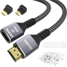 4K HDMI Extension Cable 30 Feet, HDMI 2.0 Braided Extender to Female Cord, Pu...