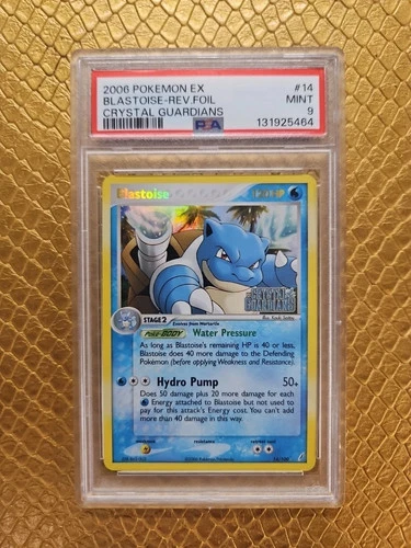 Blastoise 14/100 Crystal Guardians Reverse Holo PSA 9