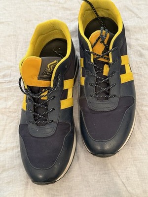 Hogan Herren Sneaker Low Top Leder Blau/Gelb EU 44 US 10,5 Schnürung
