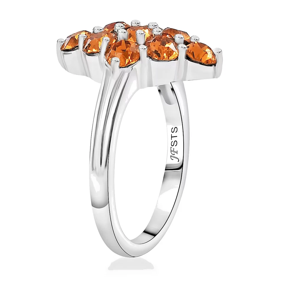 Anillo de cristal color topacio J Francis Swarovski - placa de platino - acero inoxidable - 7 Foto 3 de 4