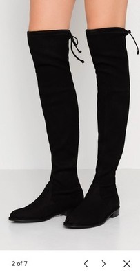 Stuart Weitzman Black Over-the-Knee Pull-On Suede Boots Round Toe US 8
