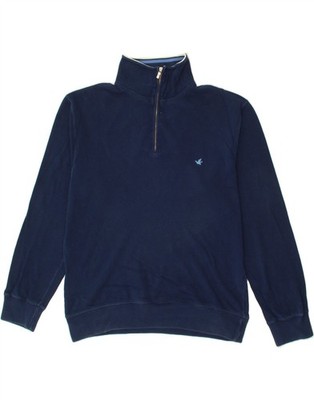 BROOKSFIELD Herren Zip Neck Sweatshirt Pullover IT 52 Large Navy Blau Baumwolle EA05