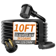 30 AMP 3 Prong Dryer Cord 10 FT Outdoor Black, 10/3 Gauge Dryer Extension Cor...