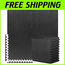 Durable 24'' x 24'' EVA Foam Exercise Mats - Protective Interlocking Flooring