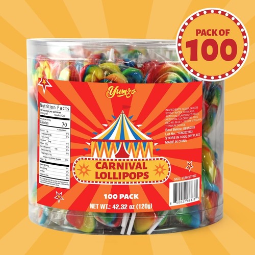 Carnival Lollipops Rainbow Twist, Swirls, and Round Lolly pops Unicorn Party ... - 第 3/8 張圖片