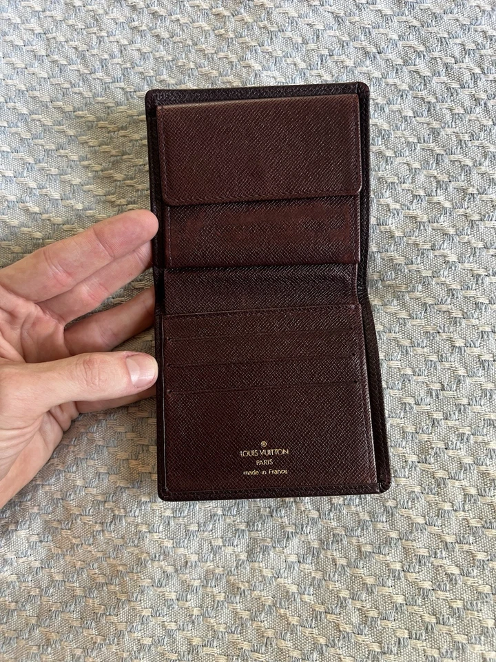 Cartera Louis Vuitton Doble Plegable Cuero Taiga Vintage SLG Monedero  Foto 2 de 4