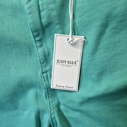 Judy Blue Denim Shorts Womens 2XL Teal Green Frayed Stretch Hippie 70s Festival - Picture 3 of 11