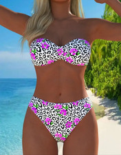New animal print strapless bikini size 16