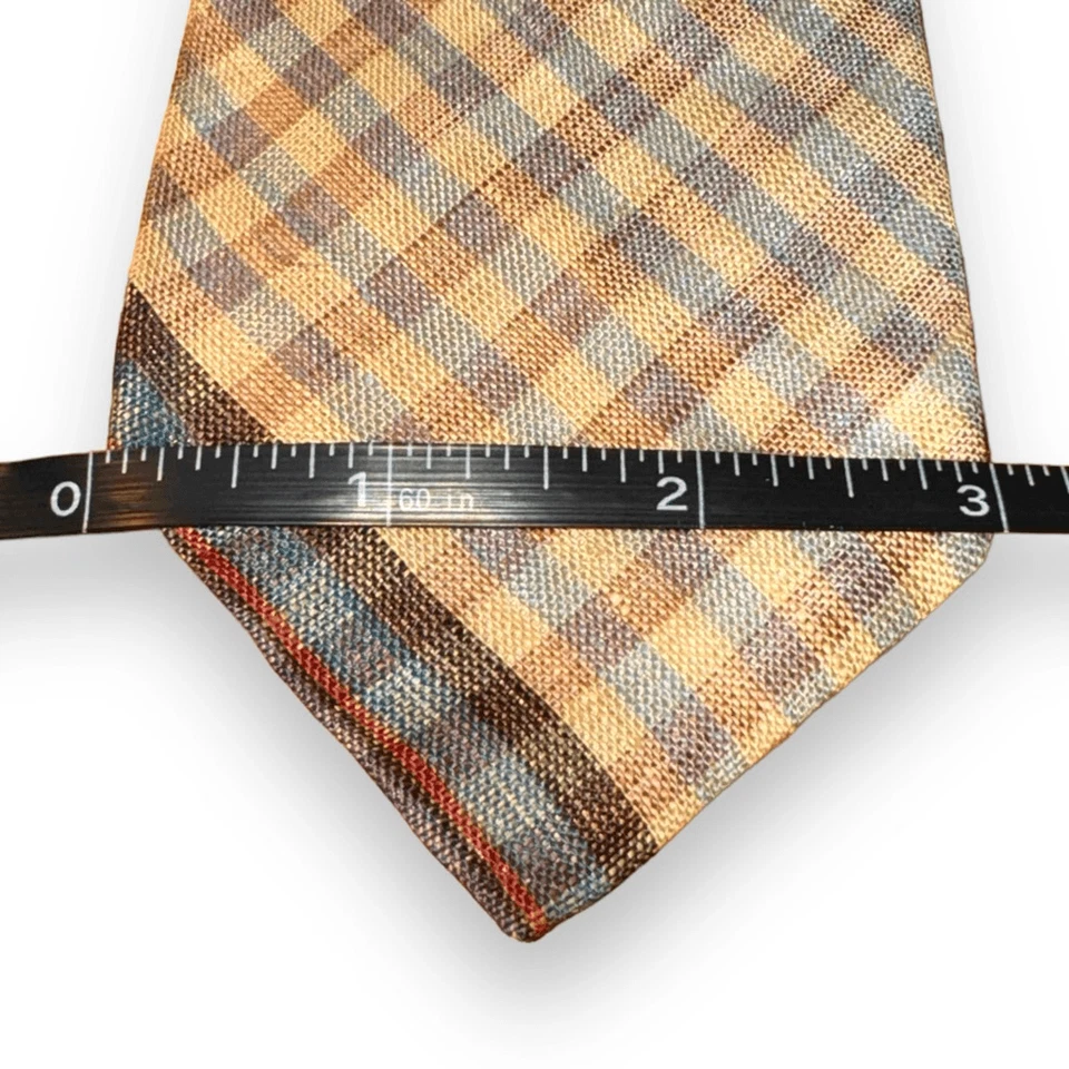 Missoni Multicolored Check Handmade in Italy 100% Linen Tie - Image 2 of 4