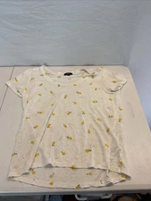Rails White Linen Short Sleeve Lemons Tee Shirt Size XS