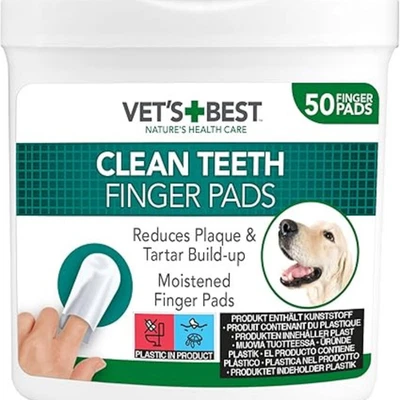 Vet's Best Dental Care Finger Wipes,Reduces Plaque & Freshens Breath Teeth Clean