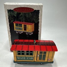 1996 Hallmark Keepsake Yuletide Central Mail Car 3 Train Ornament