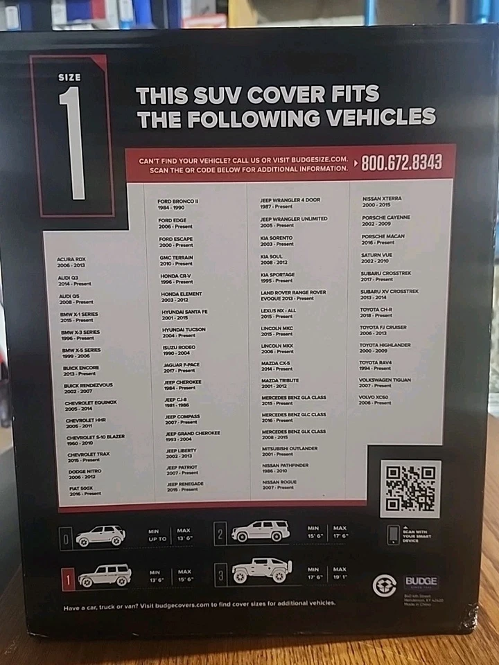 Cubierta básica SUV Budge UB-1 Budge gris Lite nueva en caja Foto 3 de 4