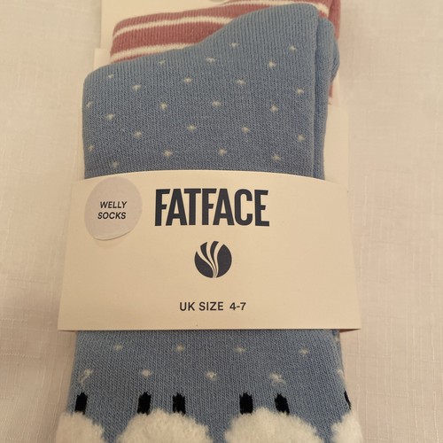 Fat Face Womens 2 Pack Sheep Welly Socks New Size UK 4-7 Light Blue - Picture 2 of 8