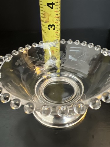 Imperial Candlewick Cut Glass Sterling Silver Footed Bowl With Handles - Picture 12 of 12