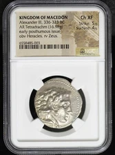 Alexander III, 336-323 BC KINGDOM OF MACEDON AR Tetradrachm NGC CH XF 5/5-4/5