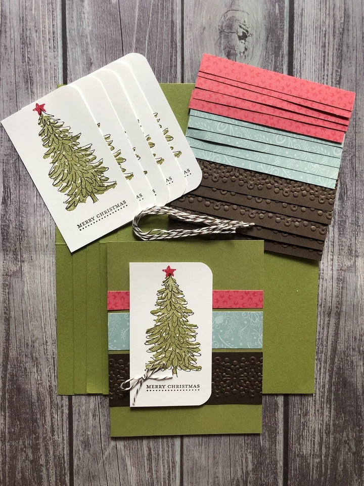 Kit para hacer tarjetas de Feliz Navidad Stampin Up árbol de Navidad kit de tarjetas hechas a mano Foto 2 de 4