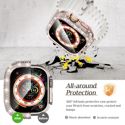 Coque Etui Etanche Diamant Protecteur d'écran pour Apple Watch Series 10-1/Ultra - Photo 68 sur 70