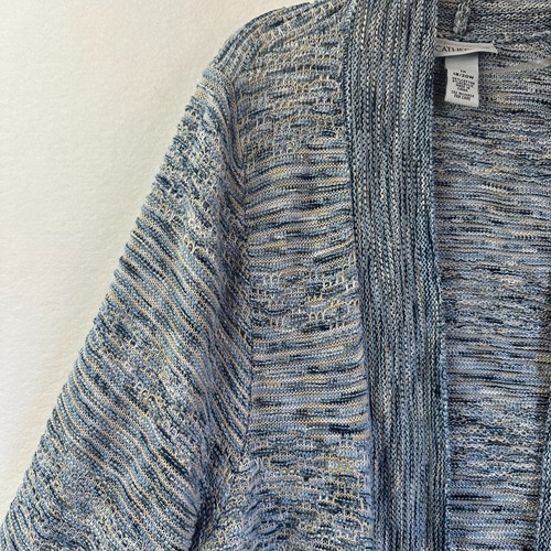 Catherine's Cardigan size 1X 18/20 Open Front Lightweight 3/4 Sleeve Blue stripe - Bild 2 von 6