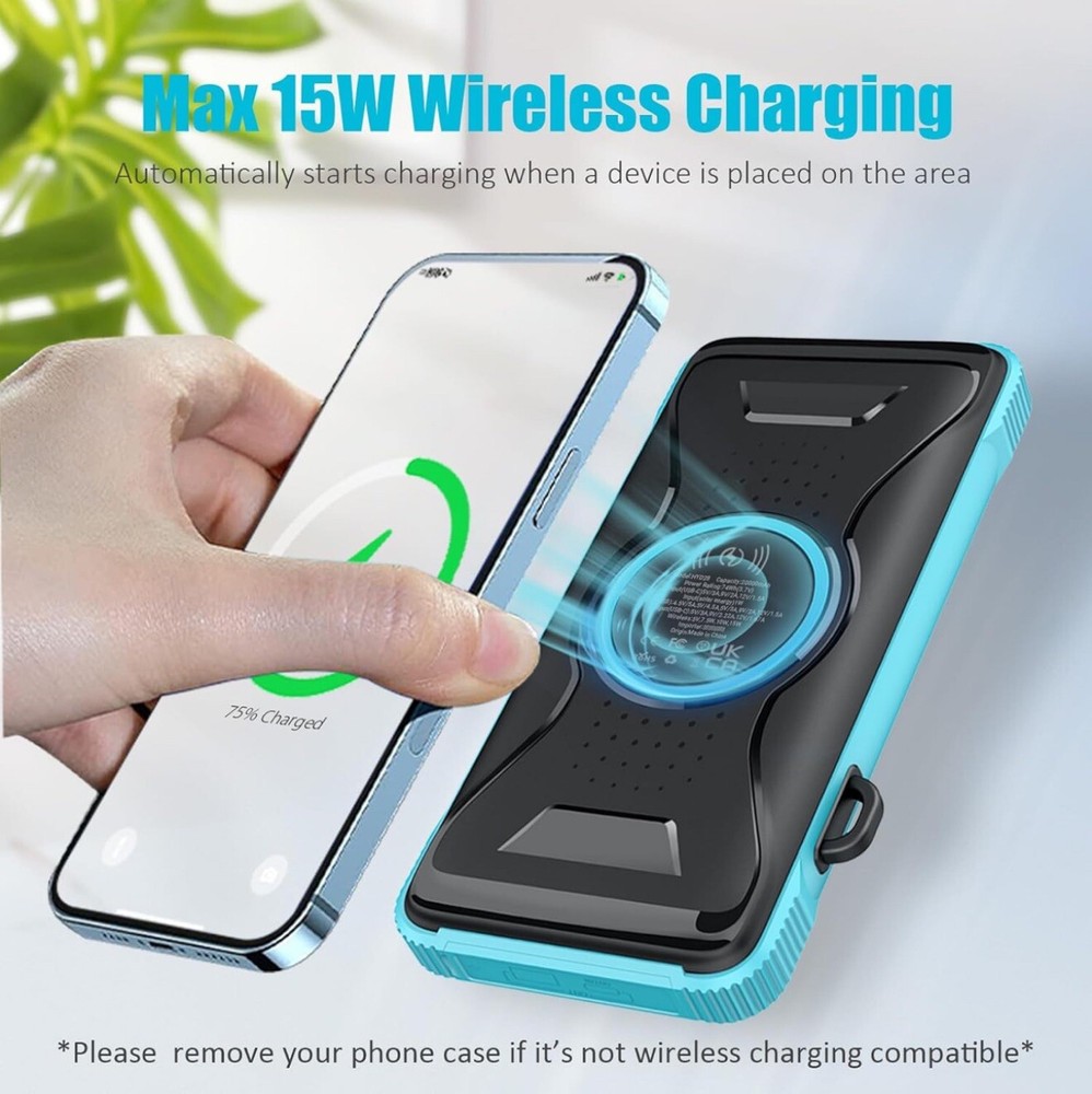 Solar Power Bank 15W-22W Fast Wireless Charging Brand New