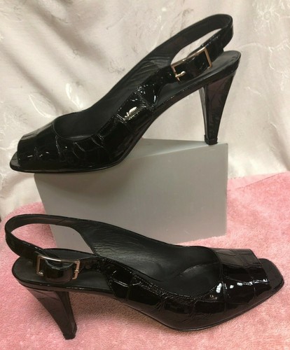 Stuart Weitzman-Spain-Women-CW008921-Black Crocodile Leather heel Shoes.US-8.5N - Picture 2 of 12
