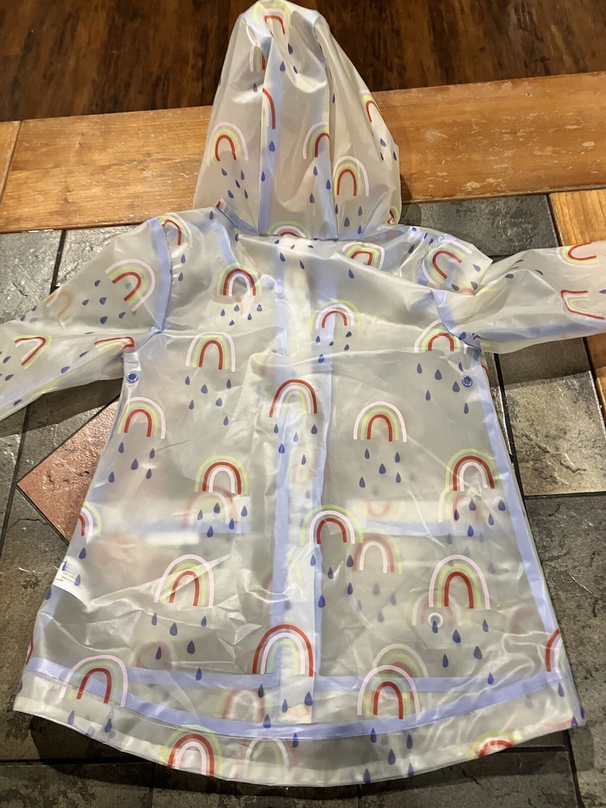 Cat And Jack Toddler Girls Rainbow Rain Coat Raincoat Boho Spring  3T