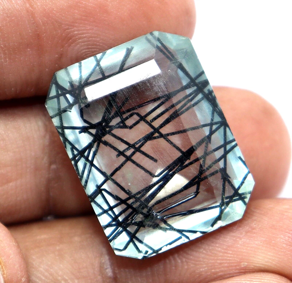 36.80 CT Natürlich Schwarz Strahlende Quarz Smaragd Dublette Zertifiziert Lose - Bild 2 von 4