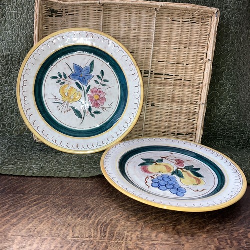 Stangl Terra Rose lot 2 pc 12.5" Chop Plate 1 Fruit 1 Garden Floral Hand painted