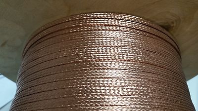 100 Ft' Flat Braided BARE PURE Copper Wire 1/4'' Wide Ground Strap USA