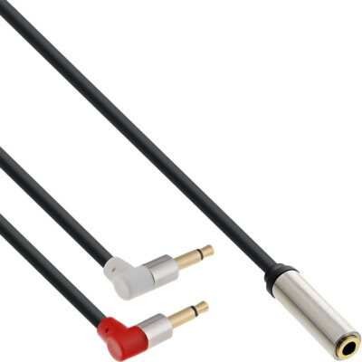 InLine Slim Kopfhörer Flugzeug-Adapter Klinke 2x3,5mm ST--> 3,5mm Bu 3pol 2m