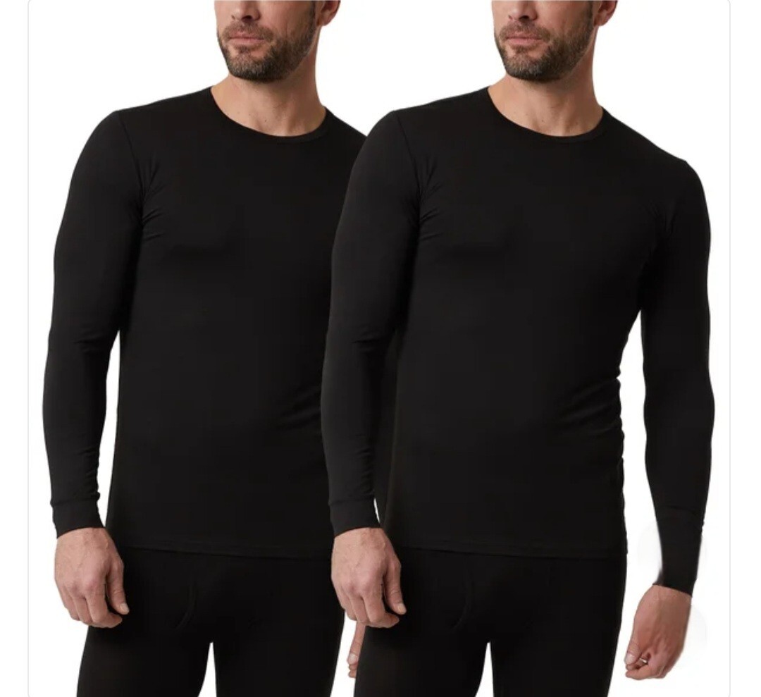 NEW Men Top Long Sleeve 32 Degrees Heat Scoop Neck Pack Thermal Tee Size M