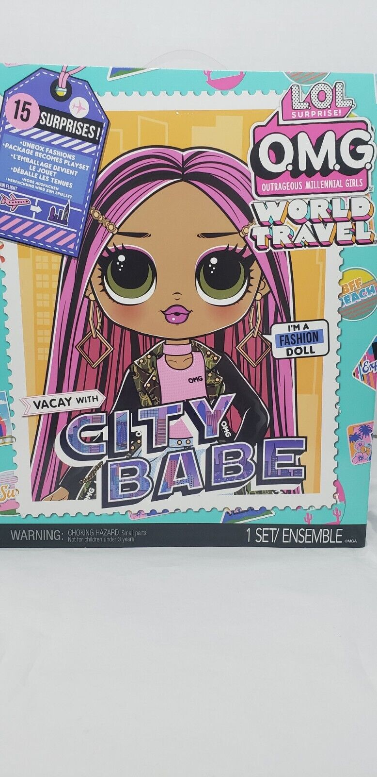 LOL Surprise OMG World Travel™ City Babe Fashion Doll with 15 Surprises