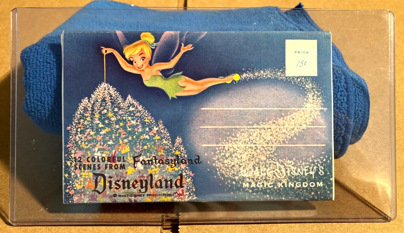 UNIQUE Early 1960's "Disneyland" Park Souvenir Post Card Book w/Tinker Bell